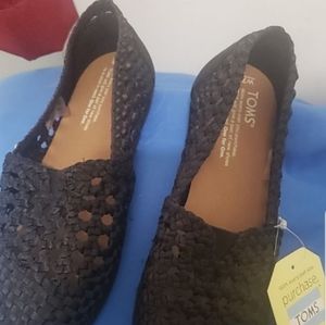 Size 7.5 Black Woven TOMS